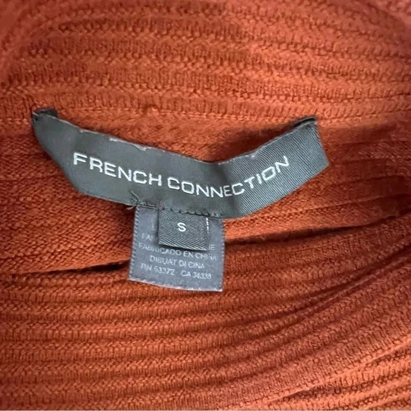 French Connection Burnt Orange Sweater Size Small Mock Neck Ribbed Pullover Top - Picture 6 of 6